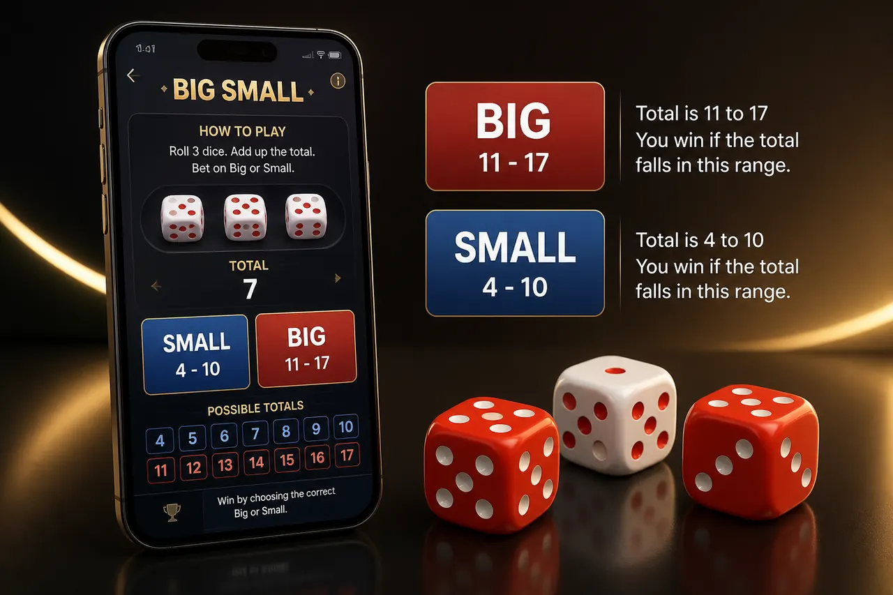 Simple Big versus Small board with digit ranges and round countdown